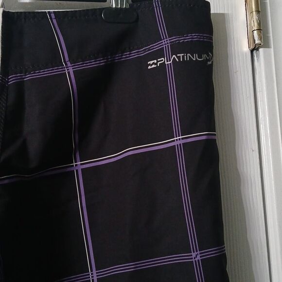 Billabong Mens Board Shorts Swim Trunk Black Purple Check Plaid Drawstring Sz 36 - Picture 5 of 11